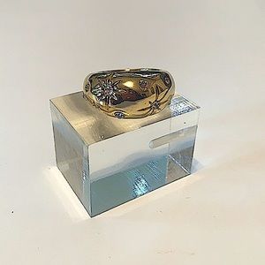 Gold Plated Dome Ring With Crystal Star Accents Size 8 - NEW